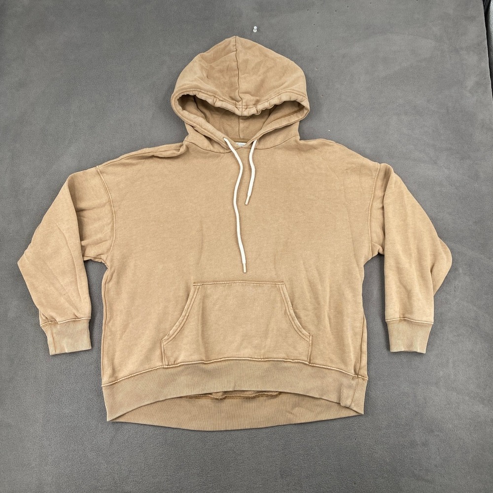 Aerie Tan Acid Wash Oversized Pullover Hoodie Sweatshirt Medium